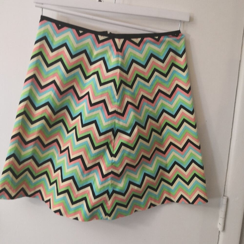 Tibi Multicolor Chevron Print A-Line Mini Skirt 2… - image 1
